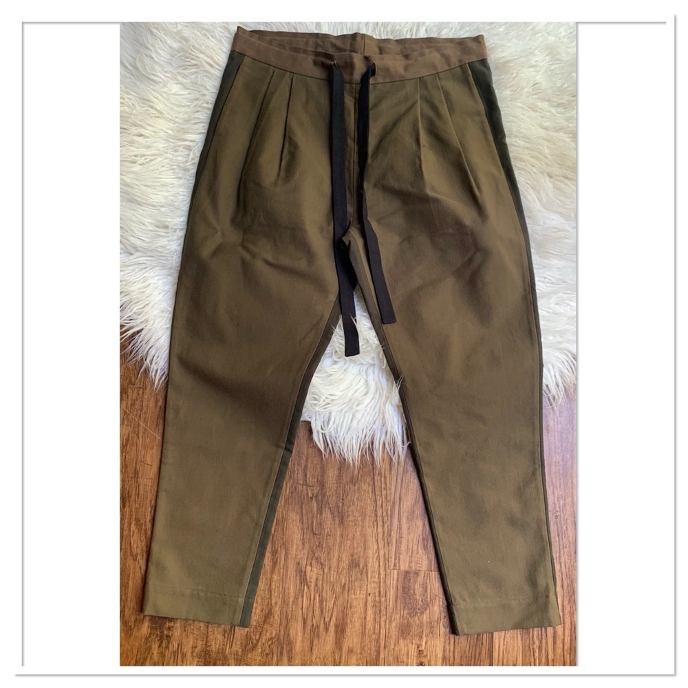 Sibel Saral Lounge Pleated Wool Trouser Pant Olive Pine Color Size XS
